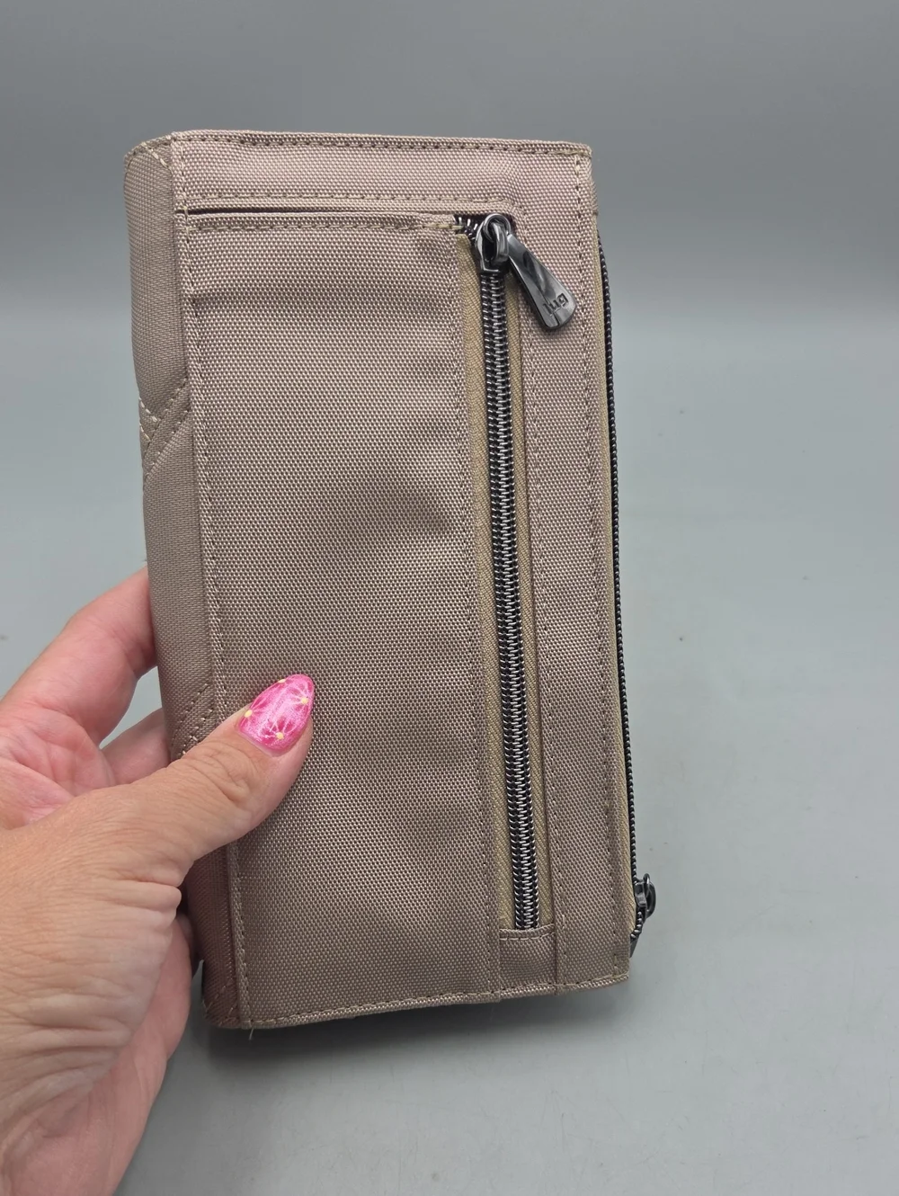 Lug Arabesque Ultra X Zip RFID Wallet in a sand Beige color